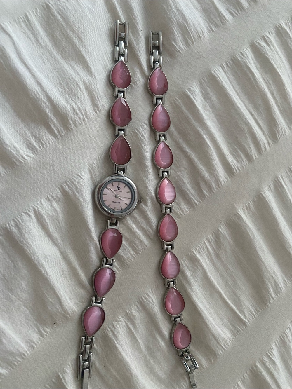 Vintage Pink Teardrop Link Bracelet Watch - Women Accessories